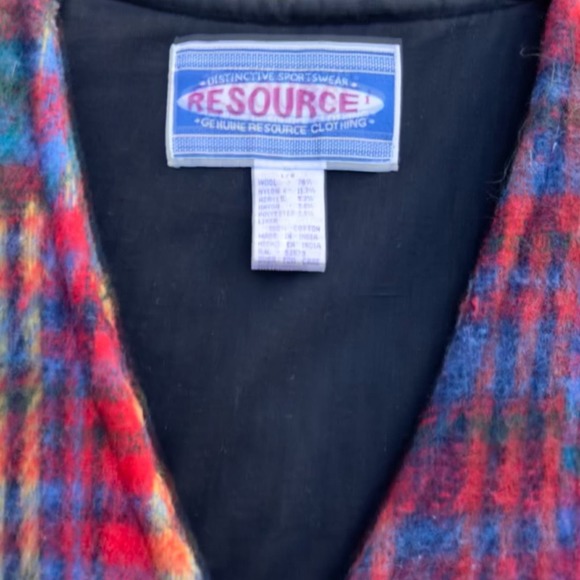 1990s Recycled Wool Blend Plaid Button Up Vest Outdoor Jacket / Men’s Large * - Picture 4 of 4